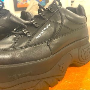 NAKED WOLFE **never worn** Sporty Leather Platform Trainers w box, & cloth bags